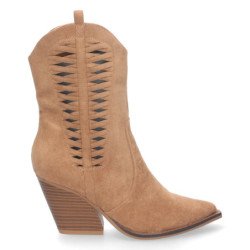 Botas cowboy tacon medio campero mujer color marron