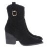 Botines tacón camperos punta fina detalle treza mujer color negro