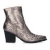 Botines camperos tacón medio estilo cowboy mujer gris metálico