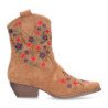 Botines tacón bajo cómodo bordado flores mujer marrón A-2463