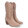 Botas tacón campero caña calada cowboy mujer color rosa A-3237