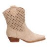 Botines tacón bajo campero caña trenzada mujer color beige A-5166