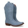 Botas altas tacón bajo estilo camperas mujer cowboy color azul