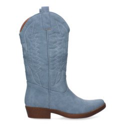 Botas altas tacón bajo estilo camperas mujer cowboy color azul