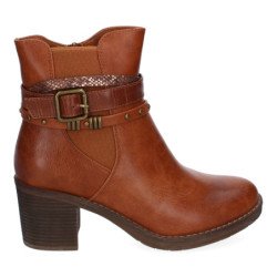Botines de tacón medio elegantes para mujer color camel C738