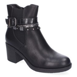 Botines de tacón medio elegantes para mujer color negro C738