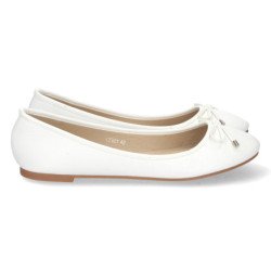Bailarinas planas con lazo de diseño mujer color blanco