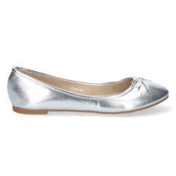Bailarinas planas plateadas con lazo de diseño mujer