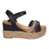 Sandalias de cuña y plataforma en yute hebilla para mujer color negro F260-14