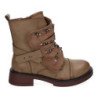 Botines tacón cómodo adornos metal para mujer color kaki F6595