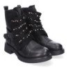 Botines tacón cómodo adornos metal para mujer color negro F6595