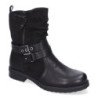 Botines planos estilo motero biker para mujer color negro F6603