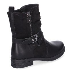 Botines planos estilo motero biker para mujer color negro F6603