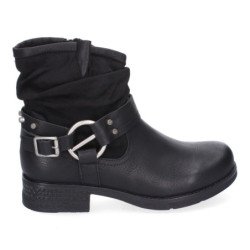 Botines tacón moteros biker negros cómodo para mujer F6615