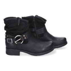 Botines tacón moteros biker negros cómodo para mujer F6615