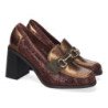 Mocasines de tacón cómodo elegantes para mujer color café marrón FF-3347