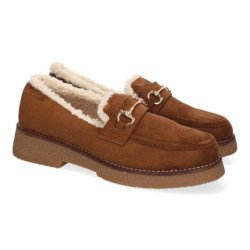 Mocasines de tacón bajo elegantes para mujer color camel FF-3348
