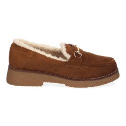 Mocasines de tacón bajo elegantes para mujer color camel FF-3348