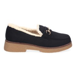 Mocasines de tacón bajo elegantes para mujer color negro FF-3348