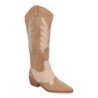 Bota de tacon para mujer comodas de material aterciopelado con estampado
