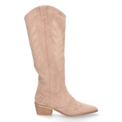 Botas camperas altas tacón bajo para mujer color kaki