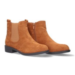 Botines cómods planos para mujer color camel GX260