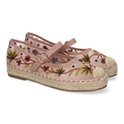 Bailarinas estilo alpargatas diseño floral para mujer color rosa HA-5282