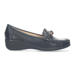 Mocasines de cuña cómoda para mujer color negro