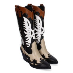 Botas altas estilo campero cowboy para mujer color negro JH24-25