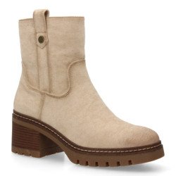 Botines tacón medio para mujer color beige 1986-12
