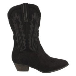 Bota de mujer con tacón campero cosido en empeine y caña