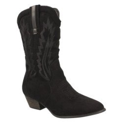 Bota de mujer con tacón campero cosido en empeine y caña