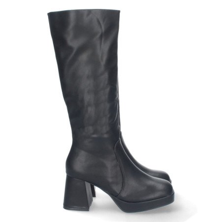 Bota de tacon para mujer comoda con mini plataforma estampado liso