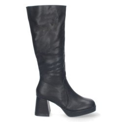 Bota de tacon para mujer comoda con mini plataforma estampado liso