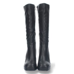 Bota de tacon para mujer comoda con mini plataforma estampado liso
