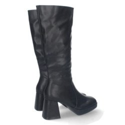 Bota de tacon para mujer comoda con mini plataforma estampado liso