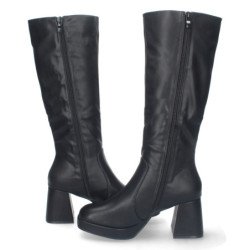 Bota de tacon para mujer comoda con mini plataforma estampado liso