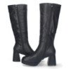 Bota de tacon para mujer comoda con mini plataforma estampado liso