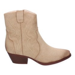 Botines estilo campero tacón bajo para mujer color beige VRA-1163