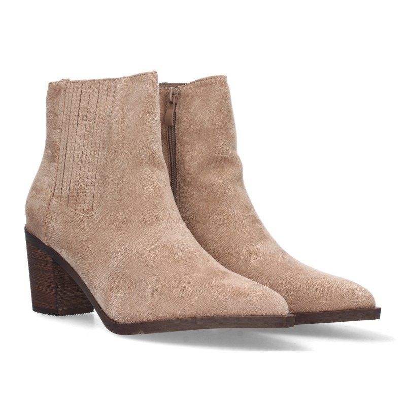 Botin de tacon para mujer comodos con material elastico y cierre