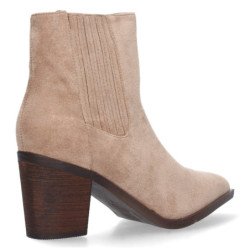 Botin de tacon para mujer comodos con material elastico y cierre