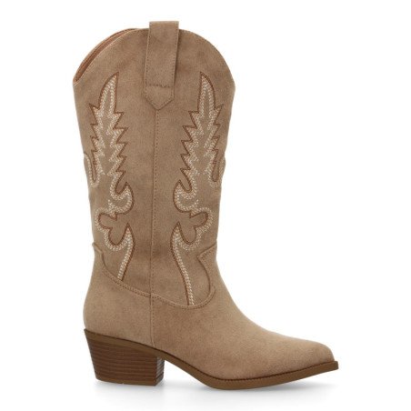 Botas de Mujer Estilo Cowboy Tacón Bajo Cómodas y Elegantes kaki