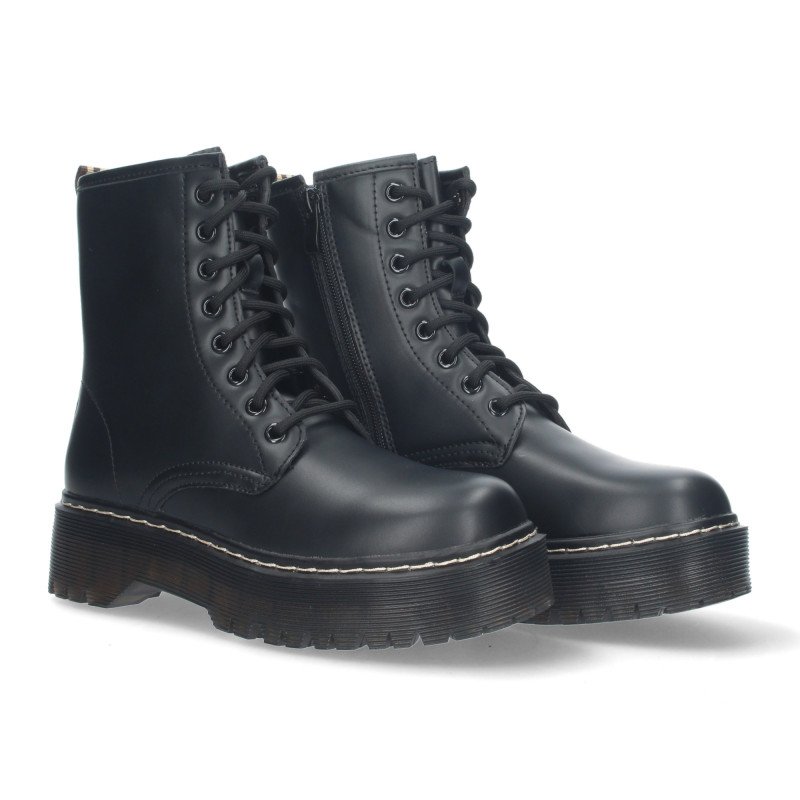 Botin de Tacon Ancho para Mujer Comodo con Estampado Liso Cierres