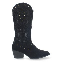 Bota de tacón para mujer comoda con calados y tachuelas