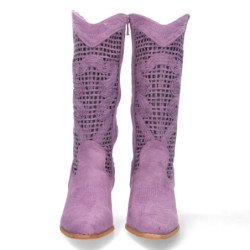 Bota de tacon para mujer comoda con calados en la caña