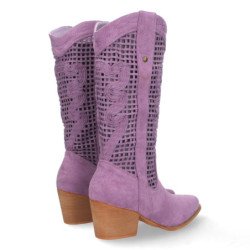 Bota de tacon para mujer comoda con calados en la caña