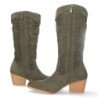 Bota de tacon para mujer comoda con calados en la caña