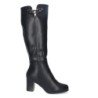 Bota de tacon ancho para mujer punta redonda adorno metalico