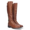 Botas altas marrones de tacón bajo detalle metal mujer ZS-95