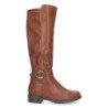 Botas altas marrones de tacón bajo detalle metal mujer ZS-95